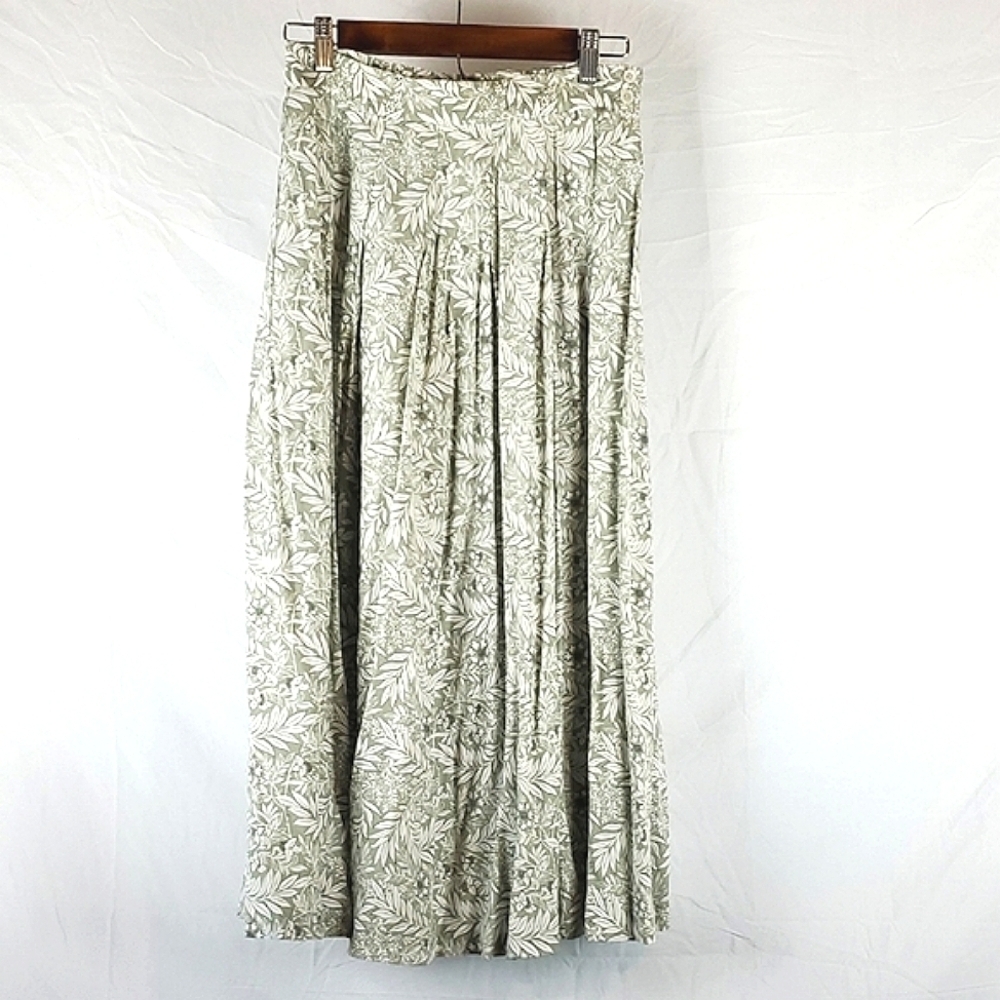 Vintage Green Floral Cottagecore Midi‎ Skirt